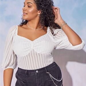 Shein Lantern sleeve white blouse size 1xl